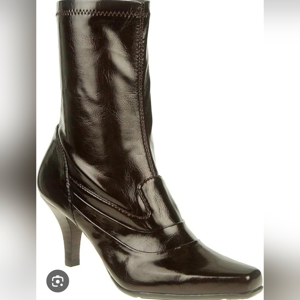 Franco Sarto Timber 1 Bootie 🍒 Dark Cherry Patent Office Siren sz 9